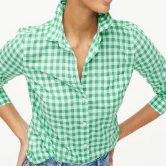 J. Crew Factory Tops - J Crew Factory Gingham Button Down Shirt